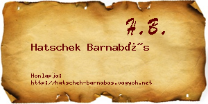 Hatschek Barnabás névjegykártya